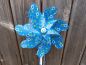 Preview: Windrad * 22 cm * Holzstil und -kugel handbemalt * Gartenstecker * Kinder * Deko * Blumen - Blau